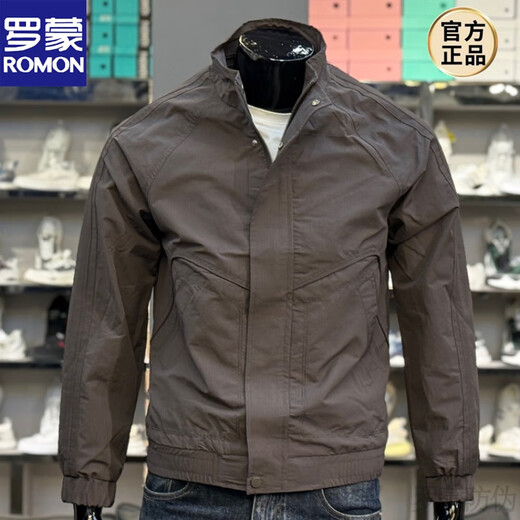 ROMON Men's Brown Jacket Stand Collar Top 2025 New Men's Casual and Handsome Small Plate Spring Jacket Men's New Brown 3XL 160-175