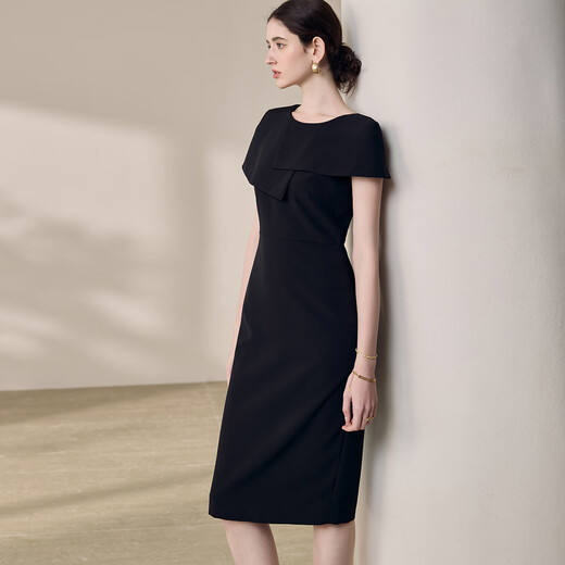ROEYSHOUSE ROYE Elegant Black Slim Dress Women's 2025 Summer New Niche Design Sense Hip Skirt 12003 Black L