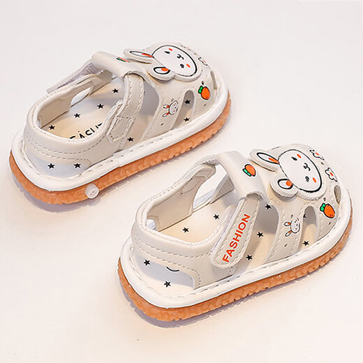 Yupinjia Baby Toddler Shoes Summer Breathable Sandals Baby Shoes Baotou Non-slip Soft Sole Shoes for Boys and Girls 1-3 Years Old Cartoon Beige 18 Inner Length 12.5cm