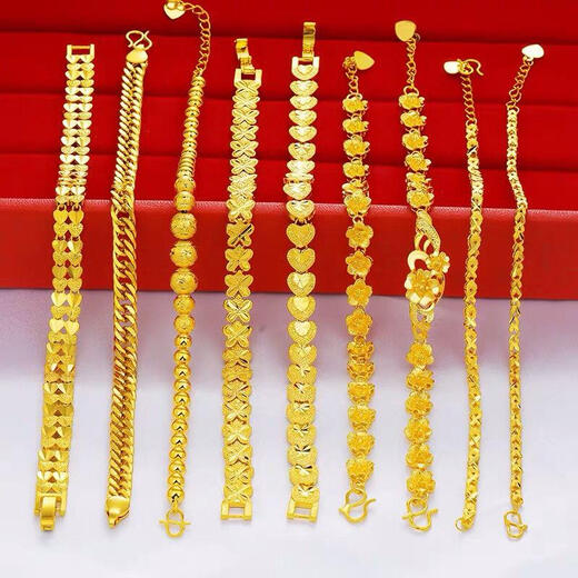 Ma Si Mi Lao Phoenix 999 Lao Phoenix new sand gold bracelet women's fashion transfer bead simulation gold bracelet women's non-fading gold wire bracelet