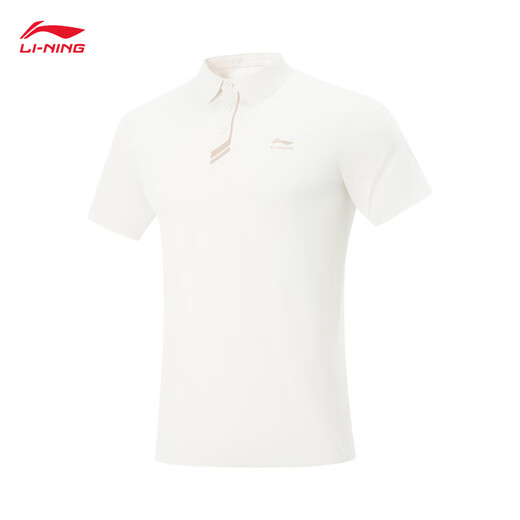 LI NING HONNE Série 丨 Polo Polo Polo à manche à manches courtes à la mode à manches courtes APLV673 Champagne White-1 M