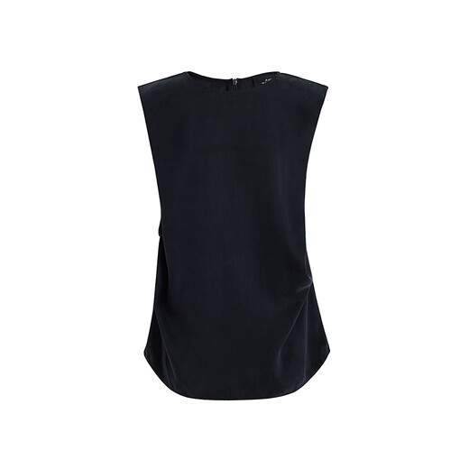 AUM (AUM) Easy Suit AUM AUM 2025 Summer New Structured Draped Top Black Skirt Women Black Top L