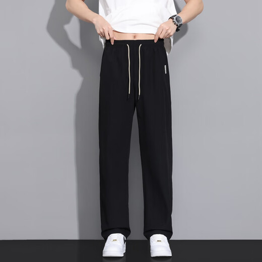 
Chen Tang pants men's summer ice silk loose casual pants men's casual pants men's straight pants breathable large size trousers work pants CJ6636 black L