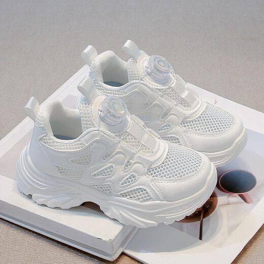 
Dr. Jiang's brand of children's white shoes for boys and girls' sports shoes 2025 new spring and summer mesh breathable white shoes running 9928 white single net <upgraded version> 31 inner length 19.2CM