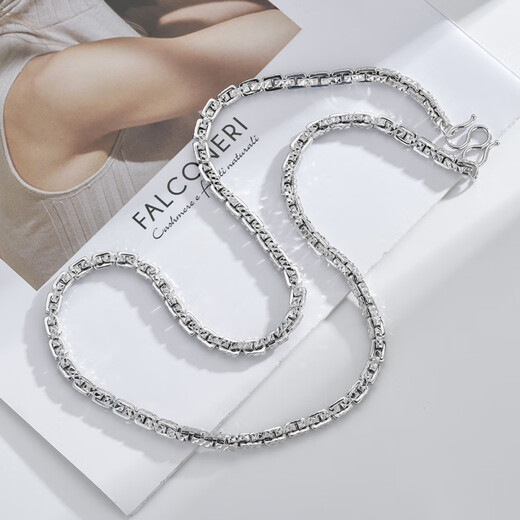 Fat Donglai same platinum necklace men's square card men's PT950 platinum l gold domineering thick boss chain bag platinum