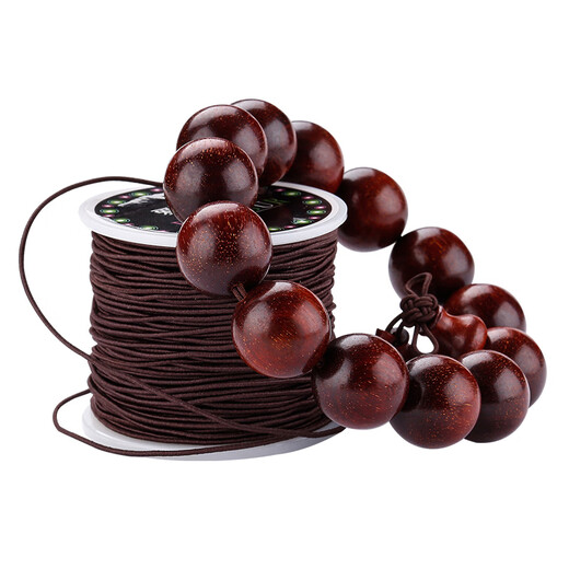 Aifsa High-end Bracelet Elastic Rope Core-covered Buddha Beads Wenwan Play String Bracelet Rope Beads Elastic Rope Wear-Resistant Beading Wire Elastic Rope - Brown 0.8 About 20 Meters + Tools