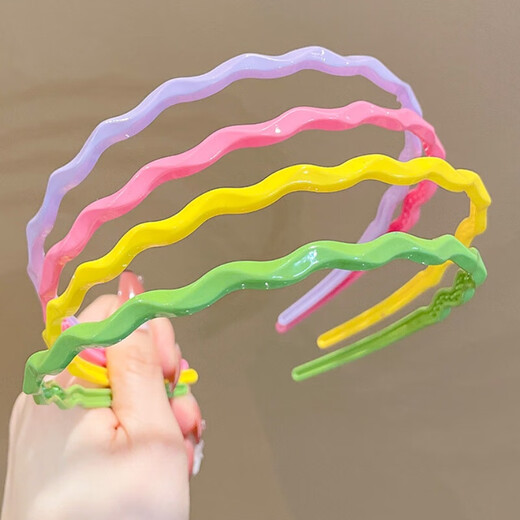 2025 Japanese and Korean Internet celebrity candy-colored thin wavy headband girl's heart headband girl does not hurt hair pressure hair headband milky white