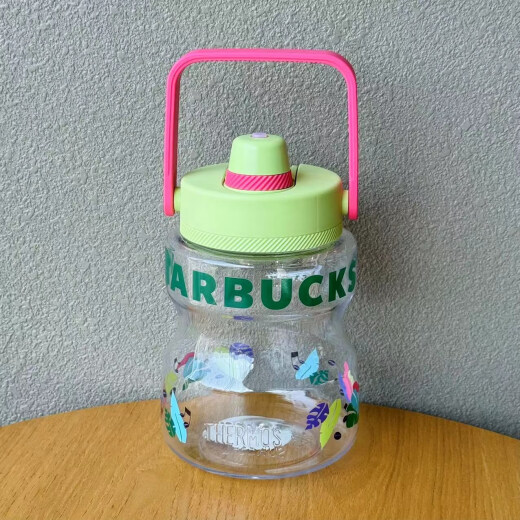 
Starbucks big cup summer sports kettle classic black mint white green outdoor high-value portable water cup 1050ml classic white green big cup tritan material