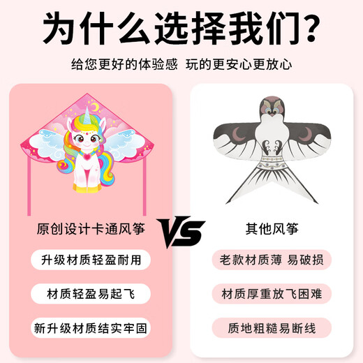 开芽女孩卡通风筝微风易飞初学者郊游户外玩具6-12岁儿童专用毕业礼物