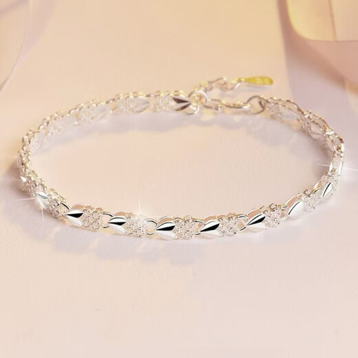 OFK four-leaf clover safe love silver bracelet women's rabbit bracelet full silver S999 pure silver gift for girlfriend Four-leaf clover love silver bracelet + delivery certificate 1.25g limited time sale