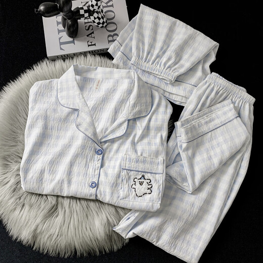 京濮飞HelloKitty短袖睡衣三件套可爱凯蒂猫夏季棉纱家居服 云朵棉-J9901#乐园小狗三件套 M 【建议75-100斤】
