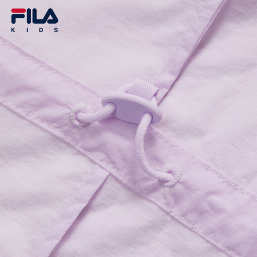 FILA Children's Sun Protection Clothing 2025 Autumn New Loose Hooded Woven Jacket for Girls, Middle and Large Children Cloud Mushroom White-WT 150