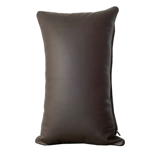 Coupure de canapé en cuir à bande longue Coussin haut de gamme Special Office de la taille de couleur unie de couleur unie simple simple Coussiér en cuir café D671 # (Doublage double face) 55x32cm (couvercle en cuir + noyau d'oreiller)