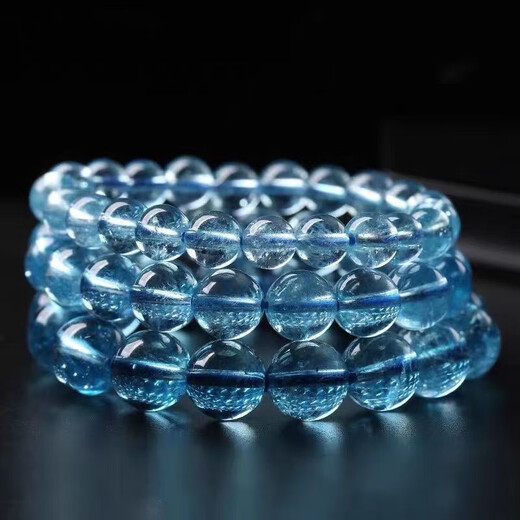 SIZAN Aquamarine Bracelet Ice Seed Wealth Transfer Temperament Sweet and Elegant Aquamarine Bracelet Unpopular Men Aquamarine 12mm
