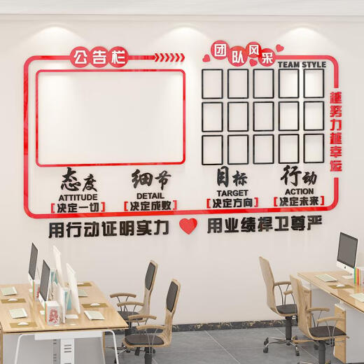 咏幻团队风采企业文化墙员工照片展示墙公告栏墙贴办公室布置墙面装饰 3879A款+磁吸板 超大