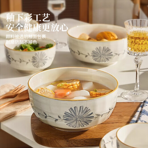 Ink Chinese dish set household bowls and plates underglaze color bowls housewarming gift ceramic tableware set 50 pieces