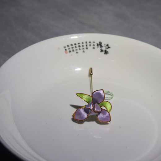 Lingchuan intangible cultural heritage velvet flower brooch Hanfu accessories hairpin flower hairpin ancient style traditional silk headdress single hairpin can be modified bamboo