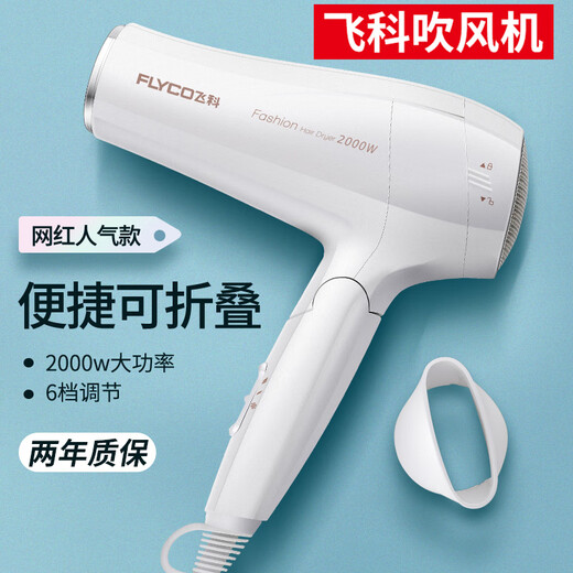 FLYCO hair dryer for home high power constant temperature hair care large wind speed drying dormitory bore tail cargo machine [quality home appliances] Feike FH6232 same model [BR1626] + air cushion comb + roll comb