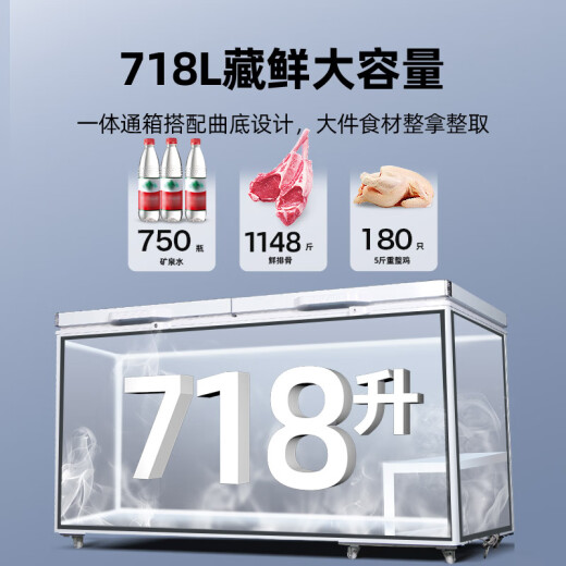 星星（XINGX）冰柜商用大容量冷柜500升以上冷藏冷冻两用冰柜双开门卧式冰箱雪糕柜超市便利店商用冰柜 1.9米718升丨-40℃除霜 1级能效728GE