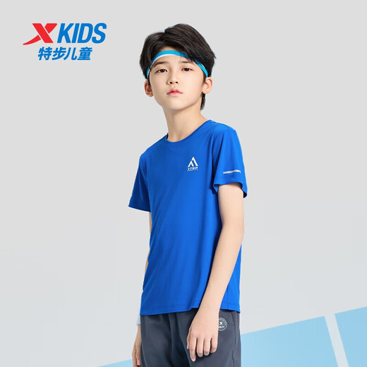 XTEP (XTEP) Kinder im Sommer mit kurzärztem Sweater für kurze T-Medium-Größe von Kindern mit atmungsaktivem und komfortables Sport und gelegentlichem T-Shirt Royal Blue [9215] 165 cm