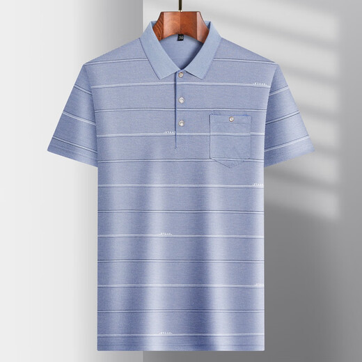 Yinxin-Revers-Kurzarm-T-Shirt mit Taschen für Männer mittleren Alters, Papa, Sommer, dünnes Eisseiden-Poloshirt mittleren Alters und ältere Menschen, Eisseide/9855 Grau, echte Tasche 2XL 54/180