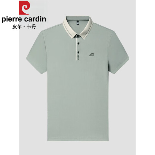 Pierre cardin high-end men's short-sleeved T-shirt middle-aged lapel ice silk thin loose casual POLO shirt dad's half-sleeved T-shirt 16821 black XL 175 suggests 140-160Jin [Jin equals 0.5 kg]