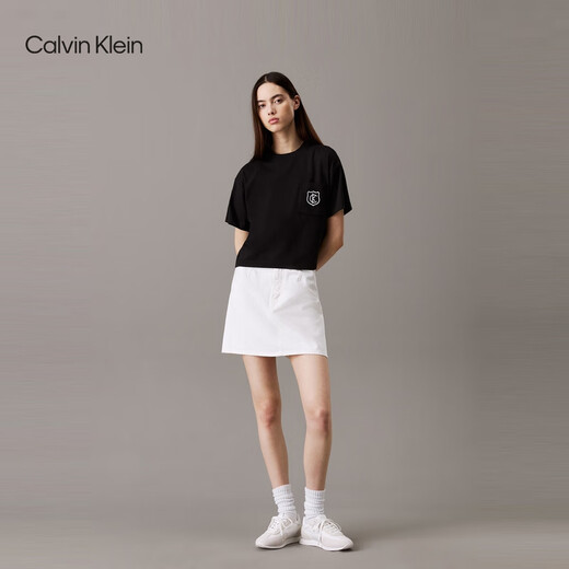 Calvin KleinJeans25春夏新款女士休闲ck徽章盾牌刺绣纯棉短袖T恤47B847G