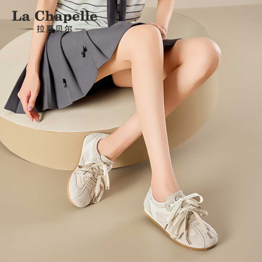 La Chapelle Frauenschuhe lässige deutsche Trainingschuhe atmungsableere leichte Sportschuhe Sommer Neue trendige dicke Schuhe Reisgrau 37