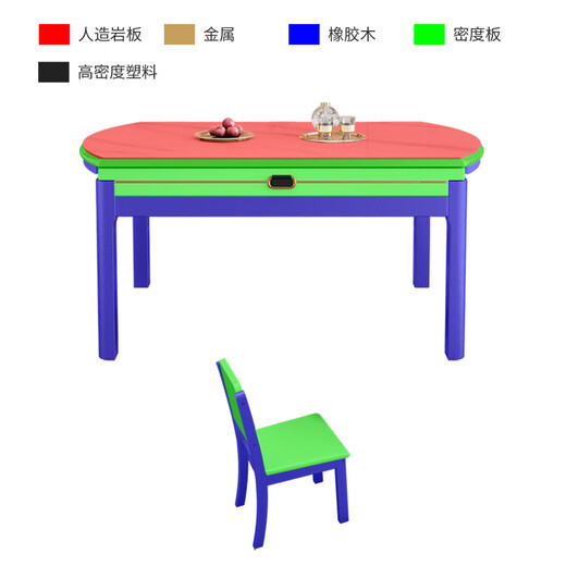 Mesa de comedor Ziwu Mesa de roca engrosada y silla Combinación Combinada y redonda Tabla de comedor de dos usos 690#1.5M Table + silla de madera sólida *8