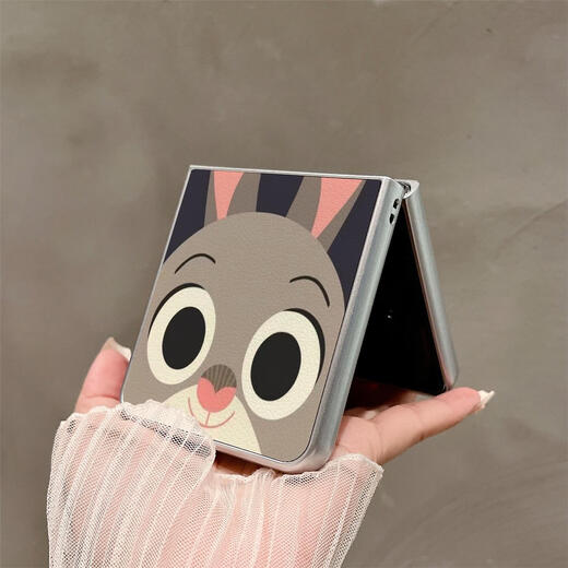 Convient pour Huawei Pocket2 Case de téléphone mobile P50pocket Pliant écran de protection Couverture de protection argentée mignon Rabbit Anti-Fall Silver Oil Edge Simple mignon Rabbit 3884 Huawei Pocket S