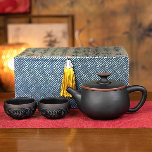 Purple pottery teapot can be lifted, Fengming can be rotated, fully handmade Jianshui Han tile tea making purple clay pot Kung Fu tea set set Purple pottery Hongyun Dangtou teapot 320ml