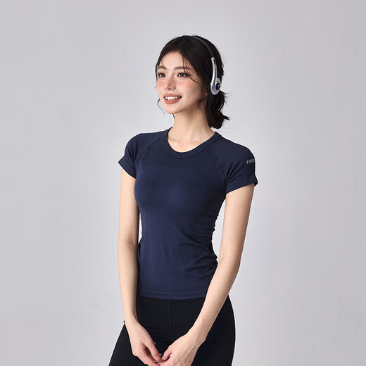 LULULMCCTN yoga clothes for women new Pilates fitness running training sports tops tight slimming short-sleeved T-shirt purple L