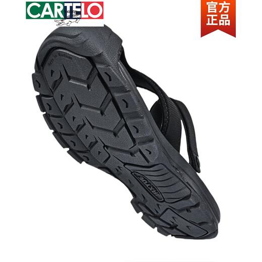 Cartelo (Cartelo) importé du Vietnam Baotou Herringbone Sandals Sandales à double usage Chaussures de plage pour hommes pour l'usure en plein air en pêche d'été et en conduisant le long du ruisseau noir 5155 Baotou Sandales à double usage 41