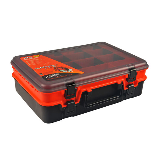 Large portable lure box multi-functional double-layer large tool box fishing gear complete storage portable vertical upgrade model black and red double-layer large bait box