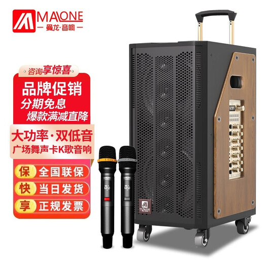 MALONE outdoor karaoke audio high-power heavy bass square dance singing with live sound card wireless microphone Bluetooth portable trolley speaker GT-510 audio + 1 microphone 1 headset + gift flagship version