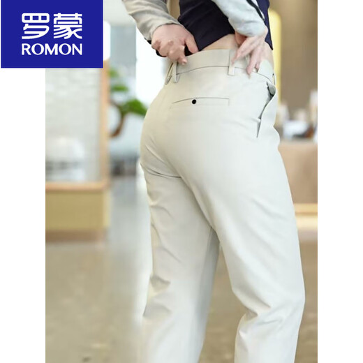 罗蒙（ROMON）高档冰丝纯色小休闲西裤2025夏季薄款男装九分裤子修身直筒男士休 H9902黑色 29 【101-110斤】
