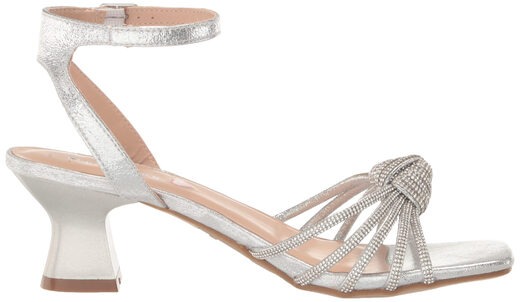 Steve Madden Girls' Lucia Heeled Sandals, Silver, 4 Olds Silver 4 Olds