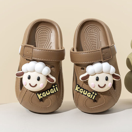 Ziweiqi Sommer Neues Kinderloch Schuhe Baby Sandalen Nicht-rutschfeste Innenkhaki-No-Zubehör 20-21 Größe/innere Länge 13,5 cm für 1-2 Jahre alt geeignet