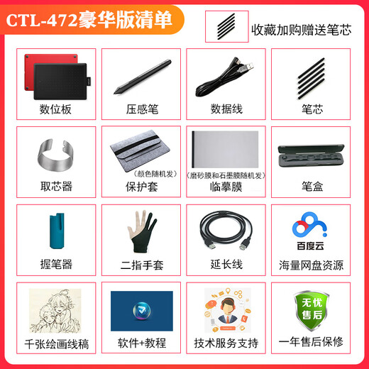 
Wacom original photodot digital board CTL472/672bamboo electronic PS handwriting hand-painted board online course learning board CTL-472 standard version 90% new 21x14.6cm