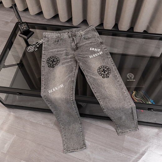 OIMG克罗心牛仔裤跨境新款正确版Chrome Hearts 十字架克罗伈牛仔裤高 黑色wl9901 S