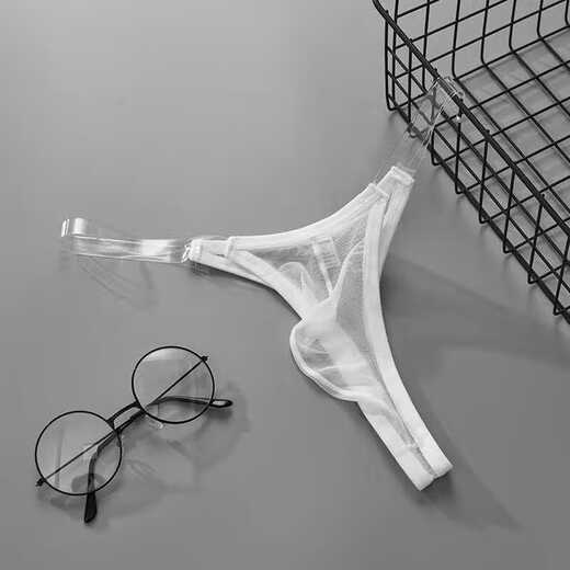 
Victoria's Secret Emilysa Men's Thong Low-waisted, Non-Signed Transparent Ice Mesh Trendy Underwear Narrow Belt Sexy T-Pants Men's Gt315 White + Black M 90-110Jin[Jin equals 0.5 kg]