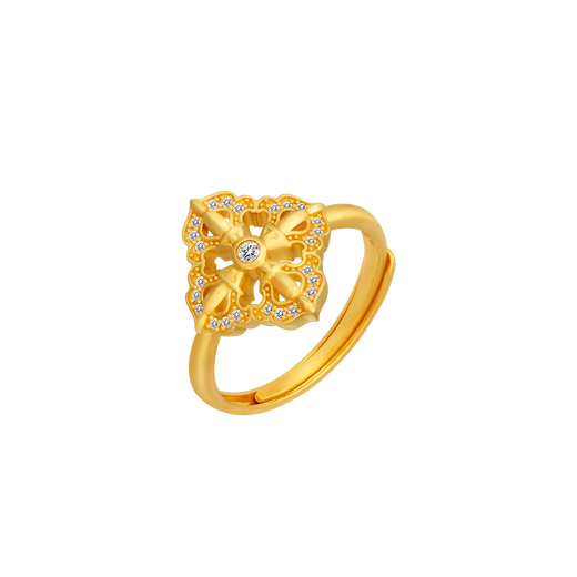 Jinggong Meizu Ancient Gold Ring Pure Gold 999 Breaking the Boundary Vajra Spiritual Pestle Living Ring for Men and Women Gift Gold Weight 5.43 Grams