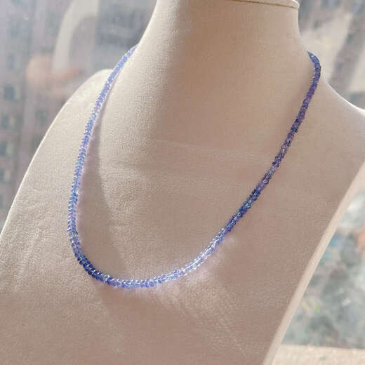 Guran Natural Tanzanite Abacus Bead Necklace Women's Fashionable and Versatile Elegant Clavicle Chain Simple Design High-end