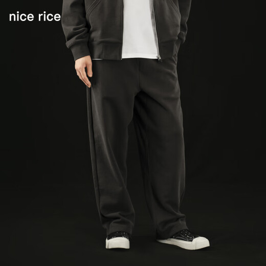 nice rice好饭 r.系列500G全棉直筒休闲卫裤[商场同款]NCQ12027 深灰色（500G） XL