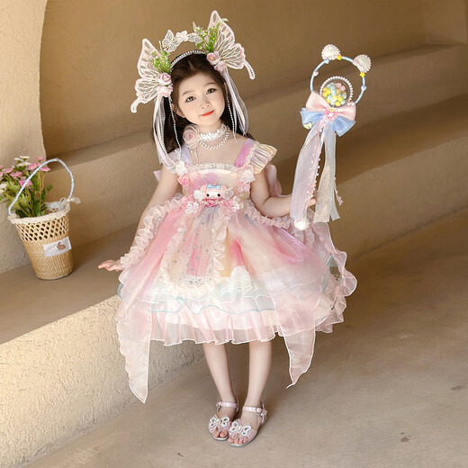 
Ant-Pie Girl Lolita Sling Dress 2025 New Children's Melody Sweet Dress Birthday Dress Pink (6628 Melody Sling Dress) 120 Recommended 5-6 years old (about 115 height)