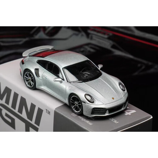 Mini GT Car Model 1:64 Porsche 911 Modèle de voiture en alliage Silver Turbo S [1/64 MINIGT Modèle complet # 695 Donnez une boîte de protection pour animaux de compagnie et de petits cadeaux