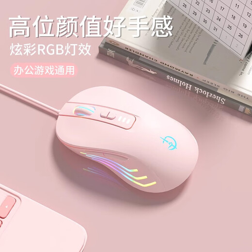 剑圣一族有线鼠标静音鼠标电竞游戏鼠标自定义宏男生女生通用适用华硕天选笔记本电脑台式通用带侧键 G800 天空蓝【基础3键-滚轮炫光-1600dpi】