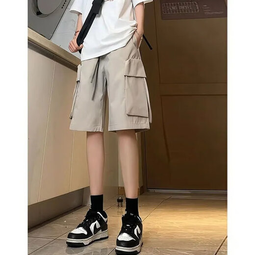 NYCKJK工废土风帅气工装短裤男女夏季薄款中性宽松直筒潮牌五分休闲中裤 9901卡其色 S 建议80-90斤左右