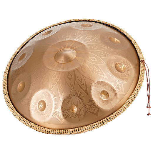 Bailongyin handpan high-end ash steel hand disc stainless steel D minor ethereal healing percussion instrument for beginners to learn in one step 10 tones - ash steel - gold - etched mandala 10 tones - shipped within 5 days