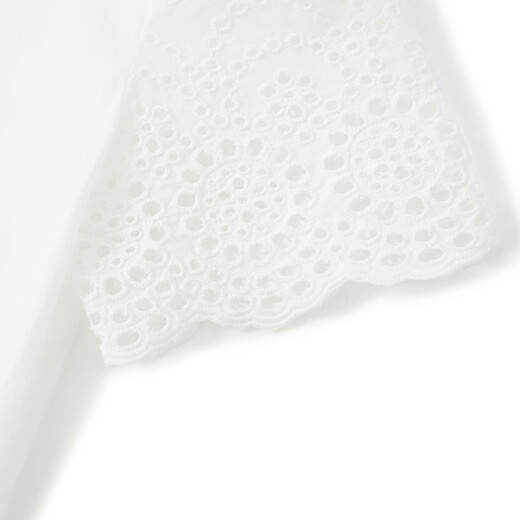 ELLE KIDS children's clothing summer new style girls French pastoral style cotton embroidered lace collar casual short-sleeved shirt top white 140